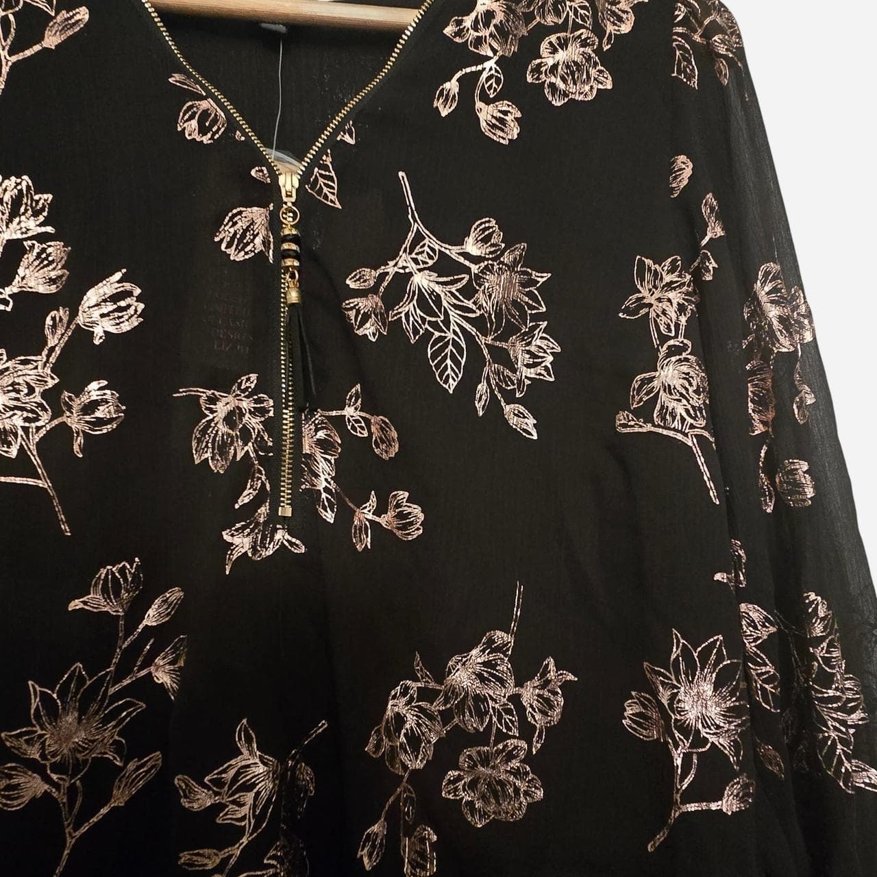 le urban mesh tunic black rose gold floral foil print β photo 5 of 8