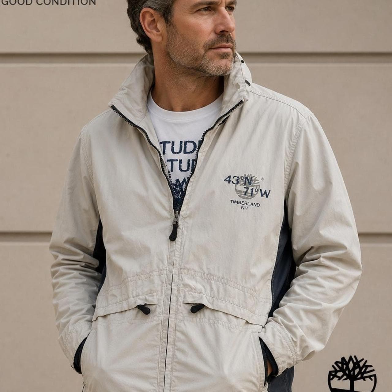Timberland Lightweight Zip Up Jacket Cream — photo 1 of 6