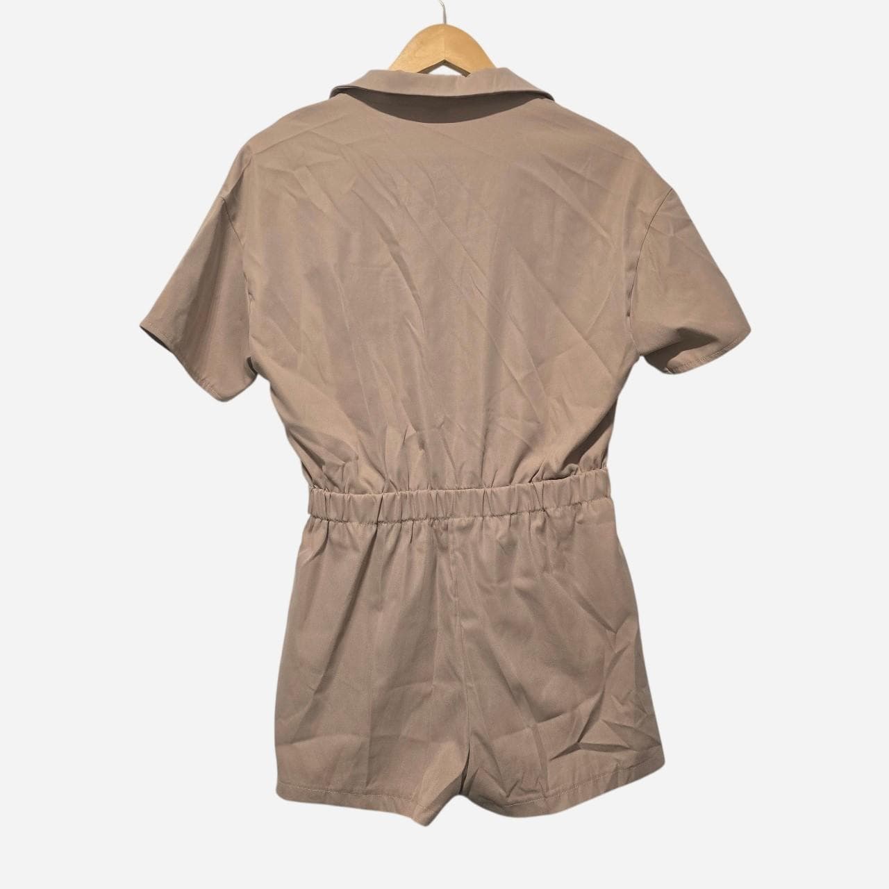 shein tan romper with pockets and belt β photo 4 of 6