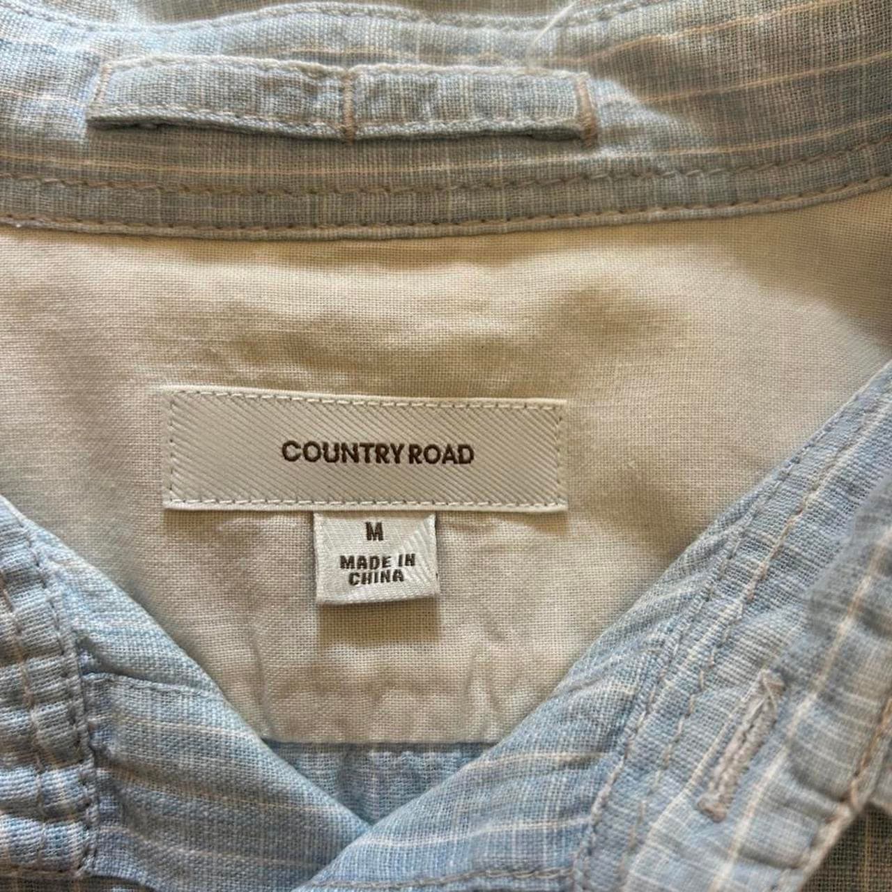 Country Road Vintage Light Blue Pinstripe Short Sleeve Button Up Shirt — photo 3 of 3