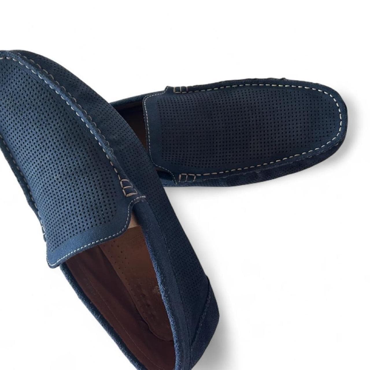 Jeff Banks London Navy Suede Perforated Slip On Driving Loafers — photo 1 of 7