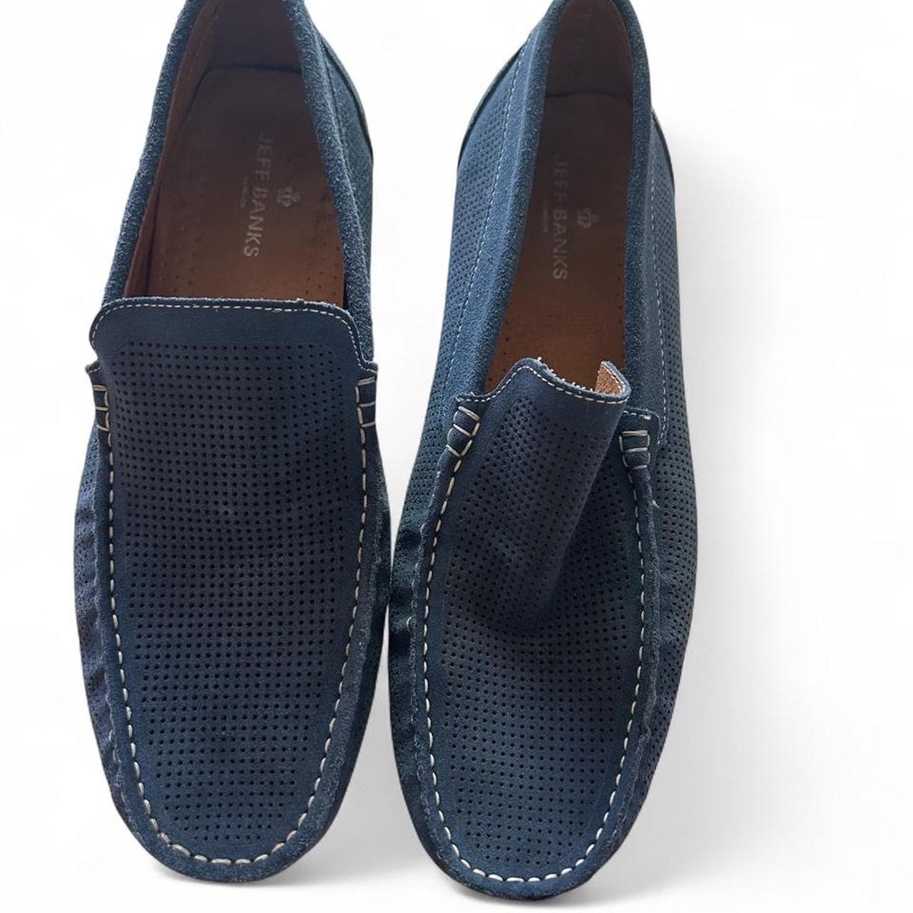 Jeff Banks London Navy Suede Perforated Slip On Driving Loafers — photo 7 of 7