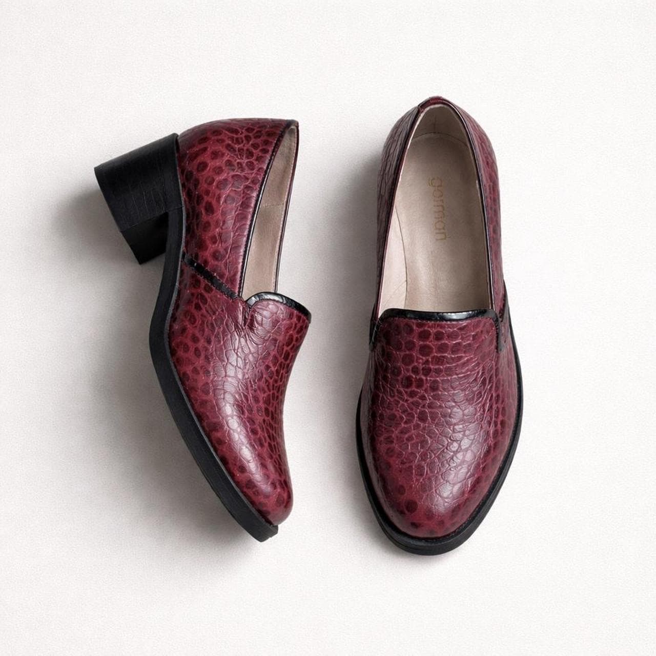 Gorman Burgundy Croc Embossed Slip On Loafers — photo 2 of 5