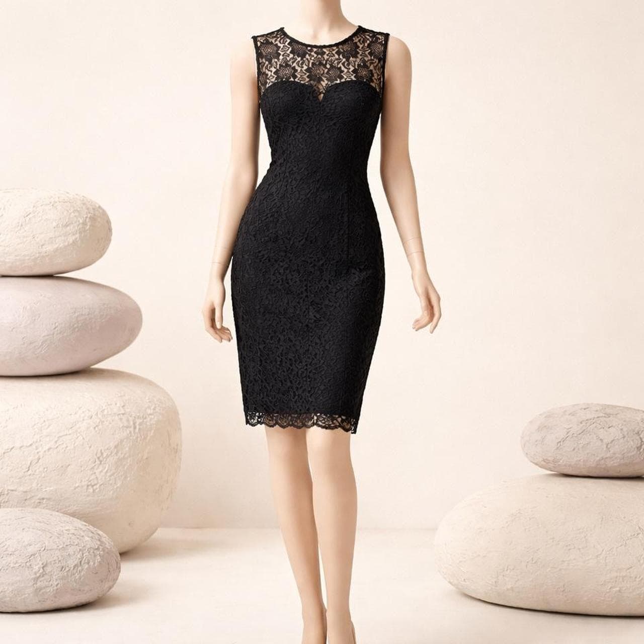 Diana Ferrari Black Lace Cocktail Dress — photo 2 of 4