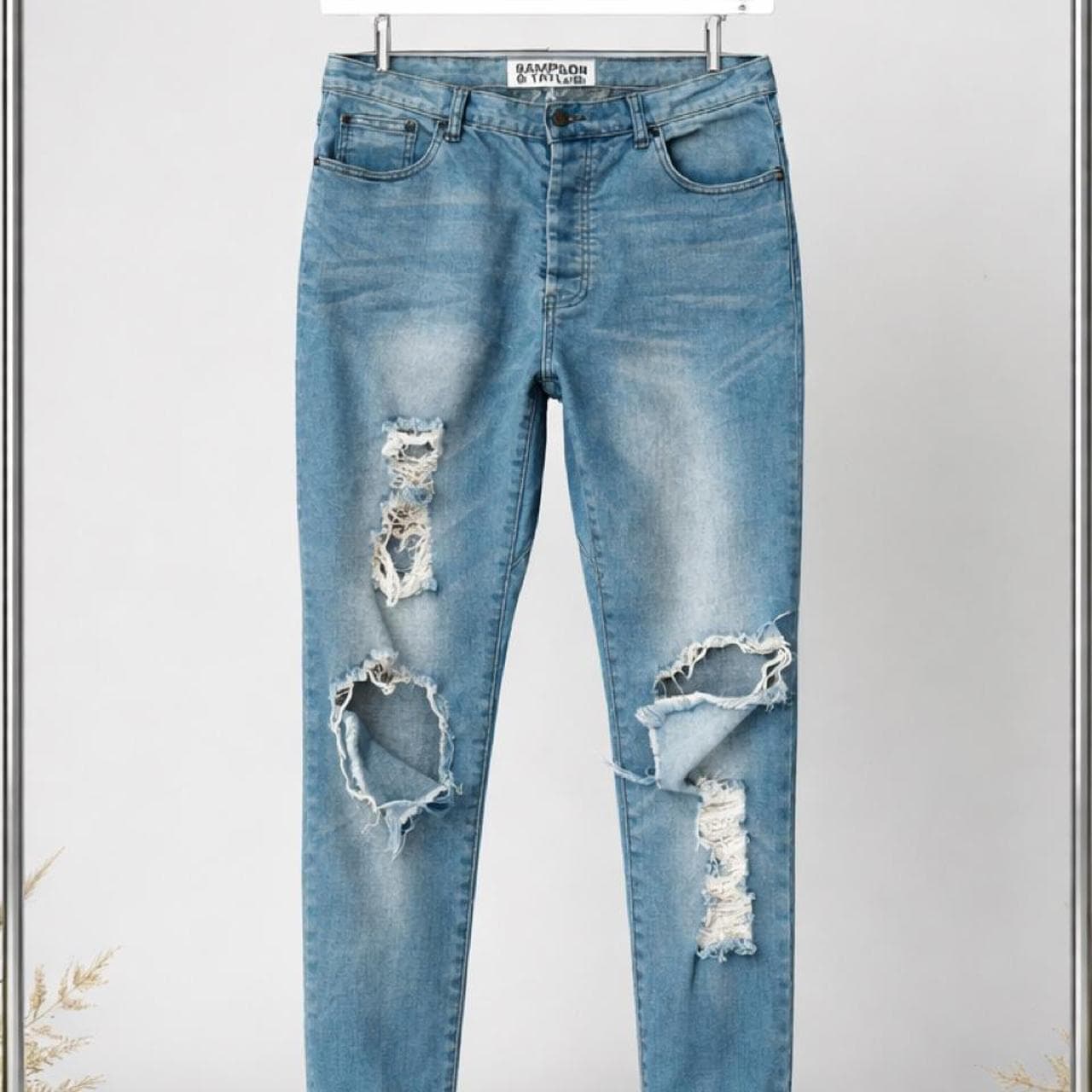 Sampson & Taylor Straight Leg Ripped Distressed Jeans — photo 2 of 6