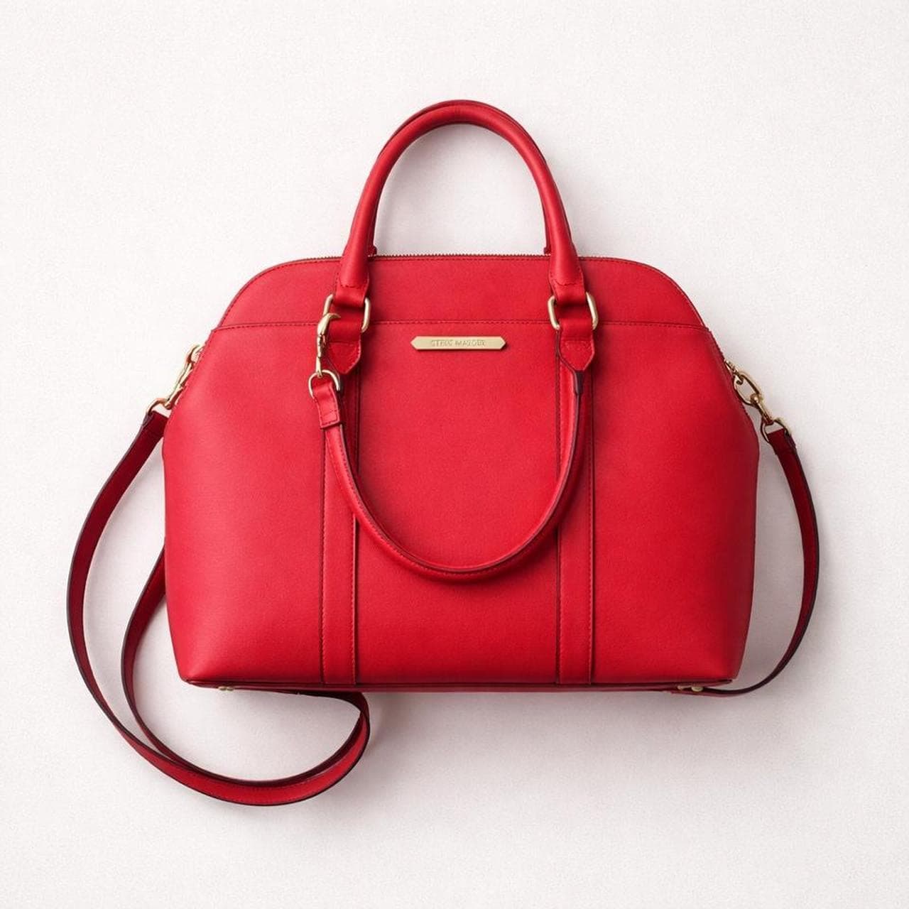 Steve Madden Large Structured Handbag In Bright Red With Gold Tone Hardware — photo 1 of 8
