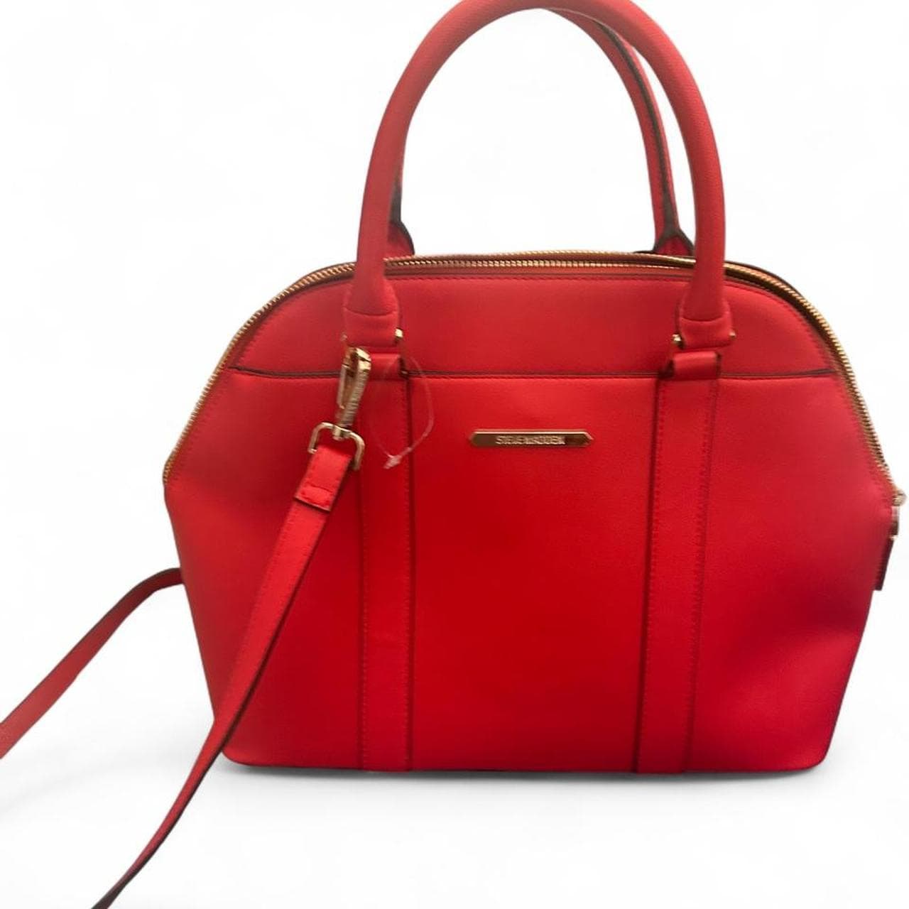 Steve Madden Large Structured Handbag In Bright Red With Gold Tone Hardware — photo 4 of 8