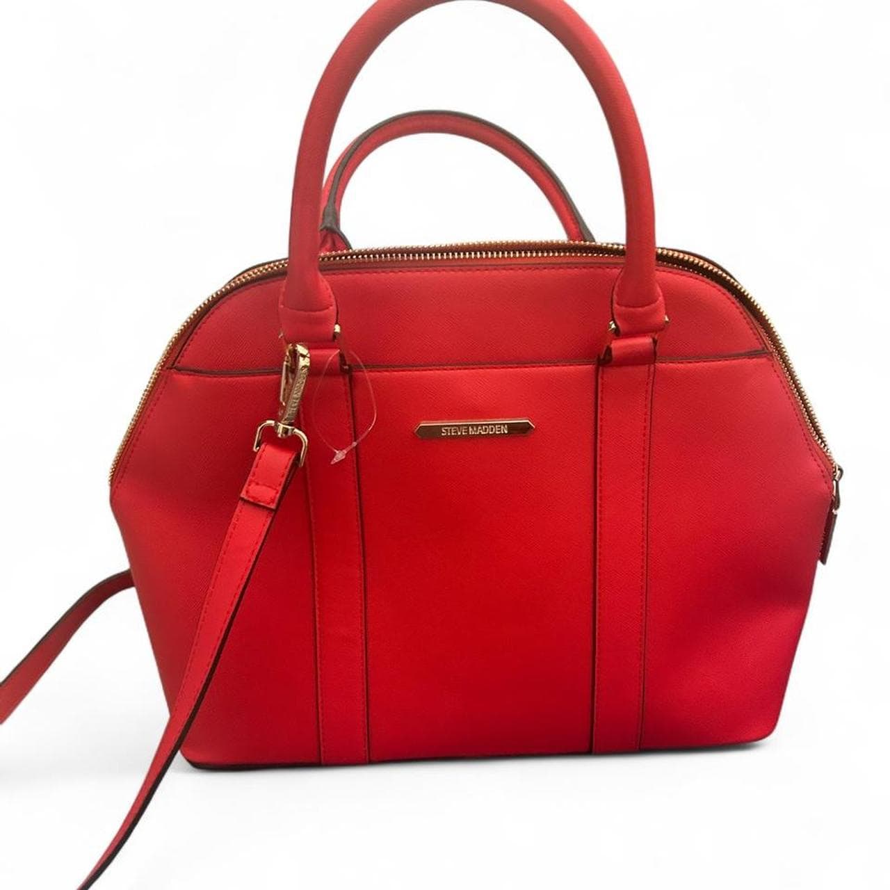 Steve Madden Large Structured Handbag In Bright Red With Gold Tone Hardware — photo 5 of 8