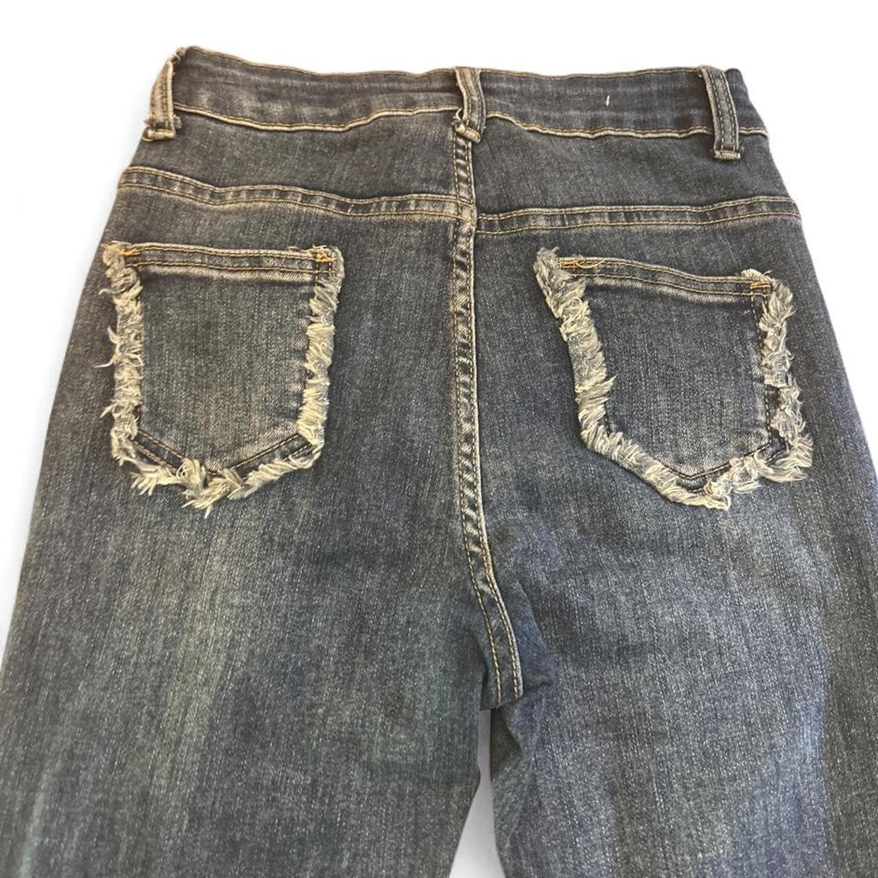 Women's Y2K Blue Denim Flare Jeans With Side Split Hems — photo 5 of 5