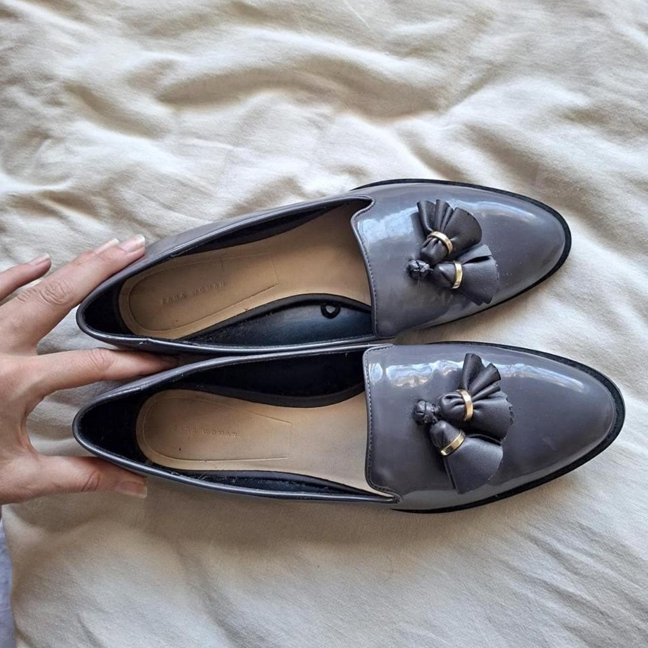 Zara Grey Patent Loafers — photo 1 of 4