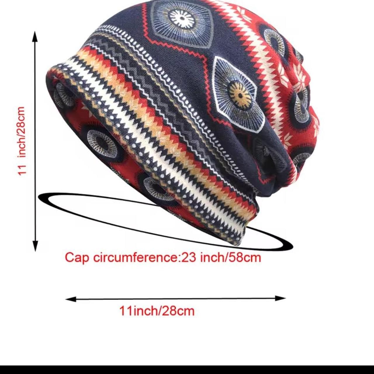 Vintage Unisex Tribal Print Slouch Beanie Hat — photo 4 of 5