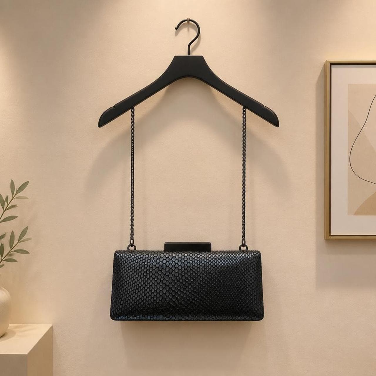 Portmans Evening Clutch Bag Black Shimmer Snake-Print — photo 2 of 4