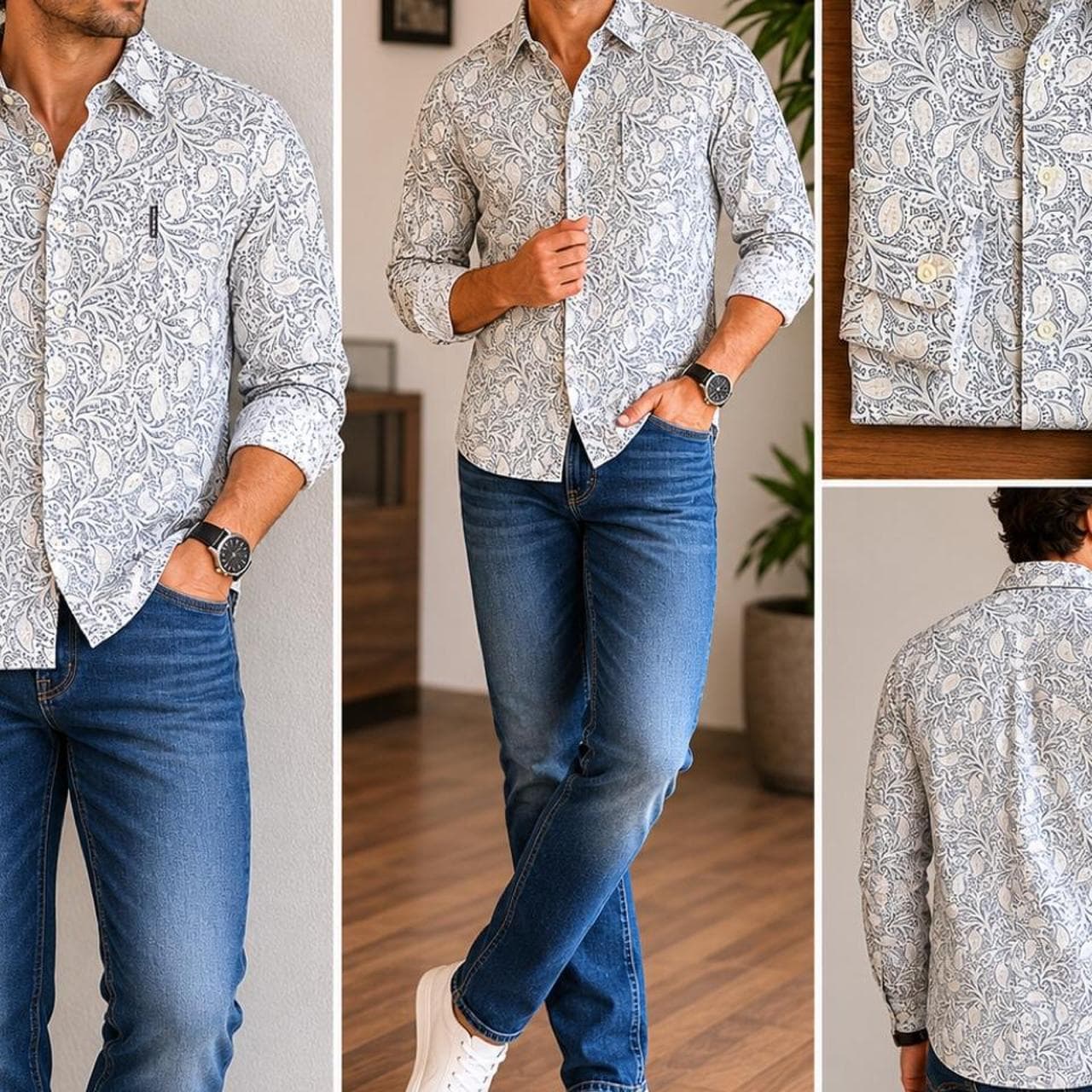 Calvin Klein Jeans Men's Long Sleeve Shirt Blue — photo 1 of 7