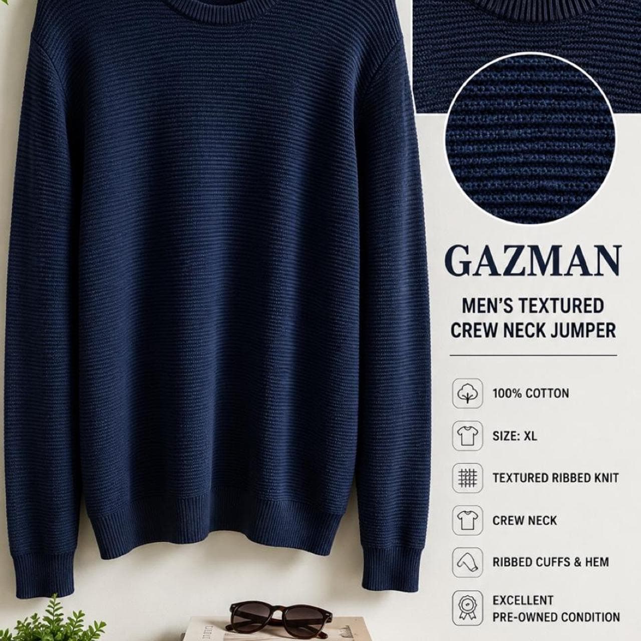 Gazman Men's Textured Crew Neck Cotton Jumper — photo 3 of 4