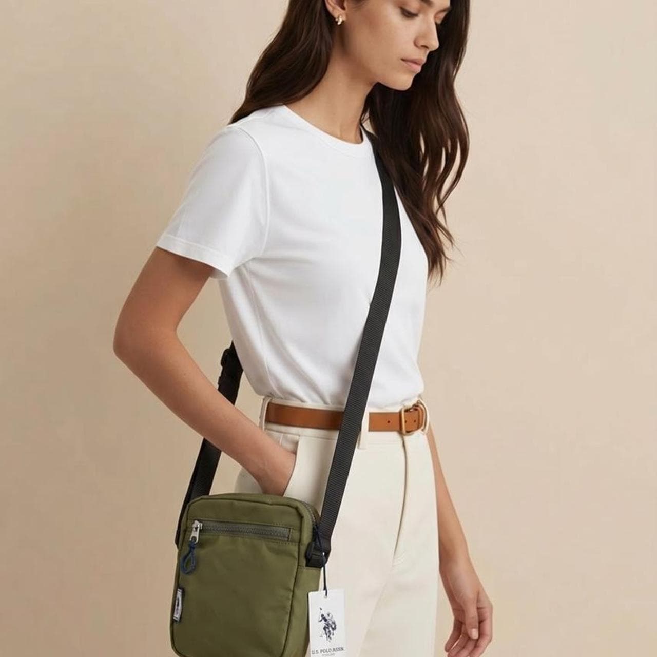 U.S. Polo Assn. Unisex Crossbody Messenger Bag Olive Green — photo 4 of 4