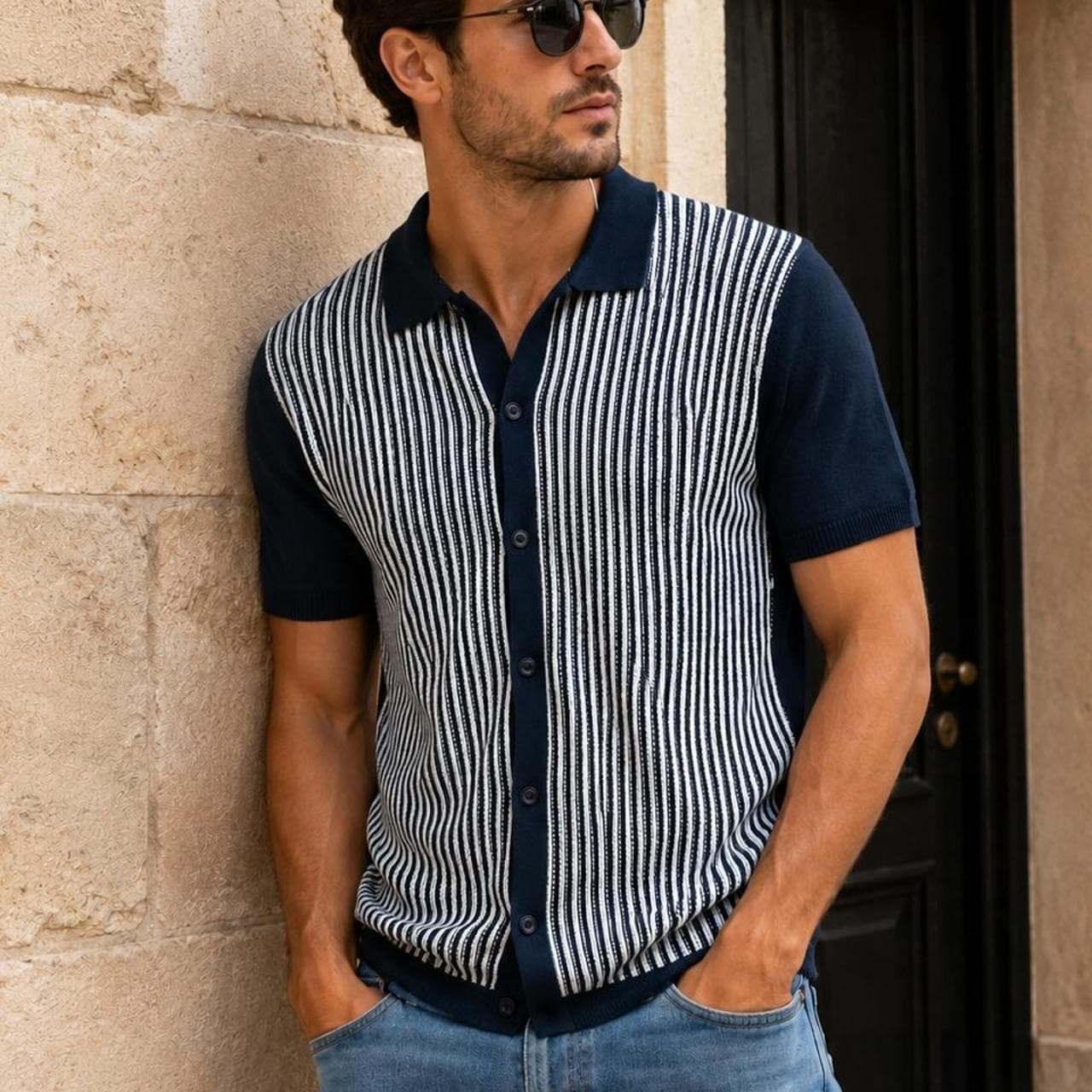 Brave Soul London Men's Knitted Button Front Polo Shirt — photo 1 of 6