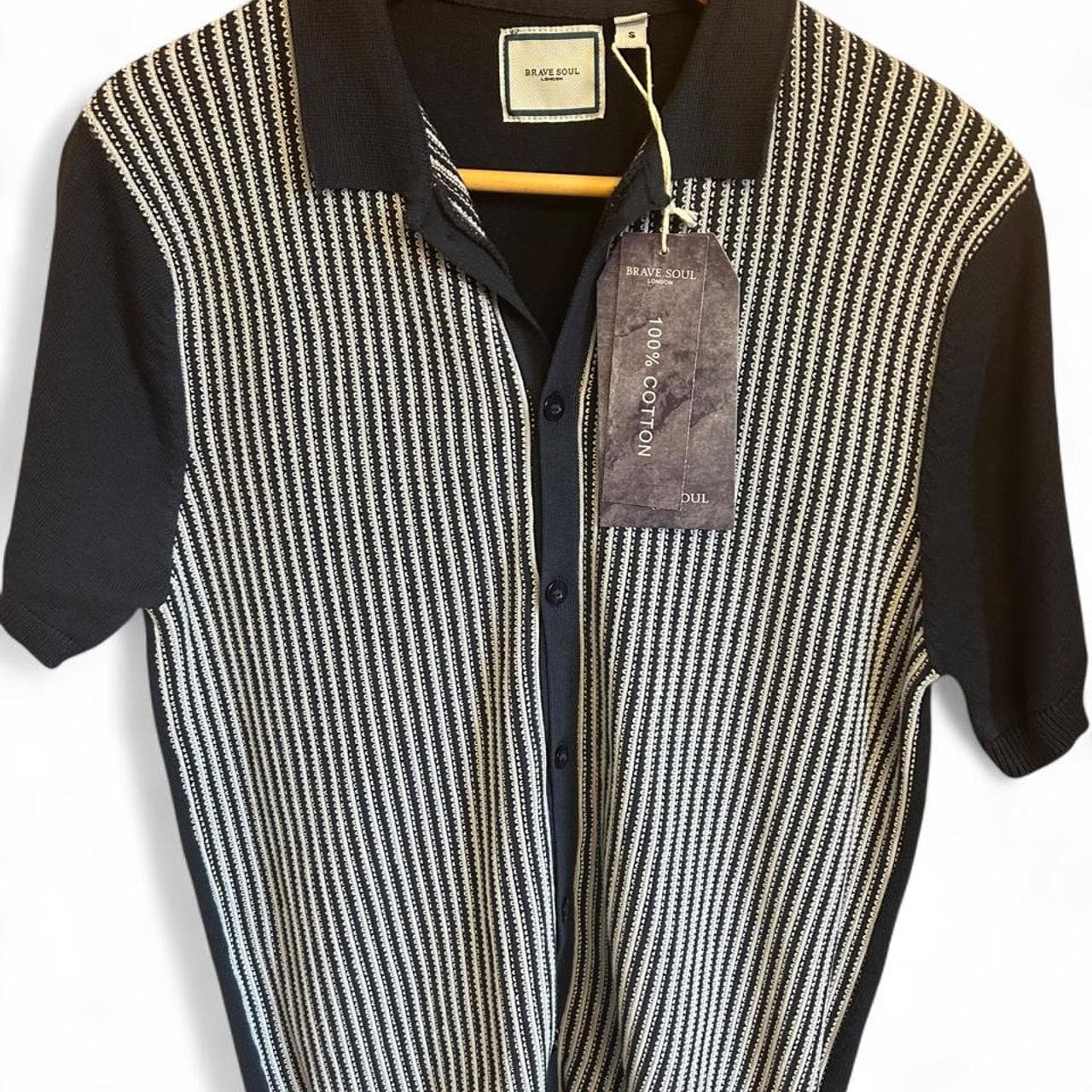 Brave Soul London Men's Knitted Button Front Polo Shirt — photo 6 of 6