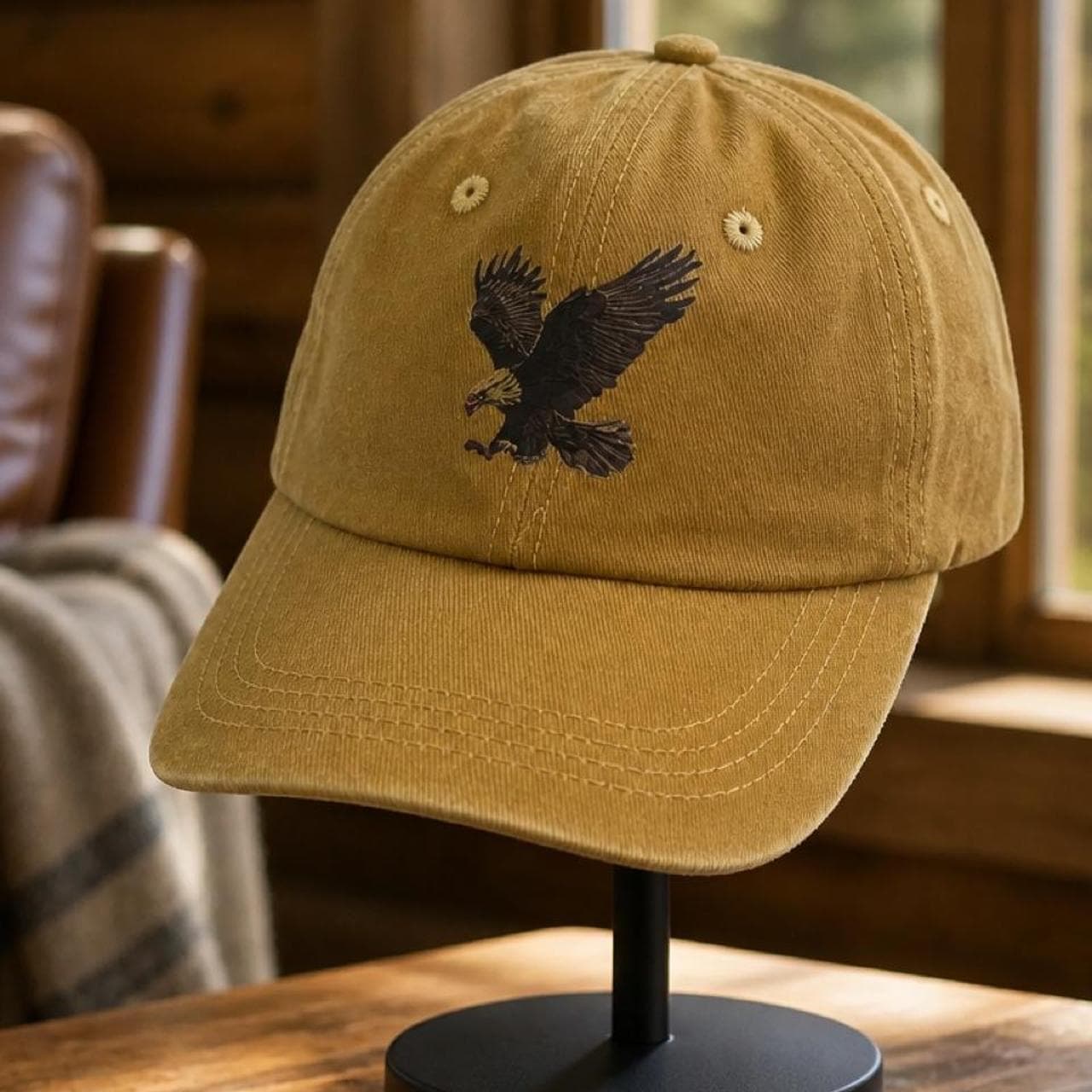 Unisex Vintage-Wash Eagle Graphic Baseball Cap Tan — photo 3 of 3