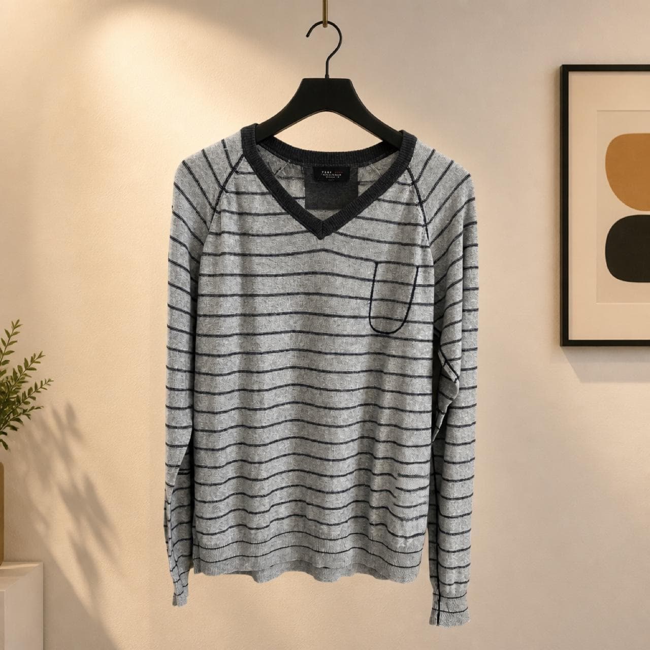 Zara Man Grey V-Neck Knit Jumper — photo 1 of 4