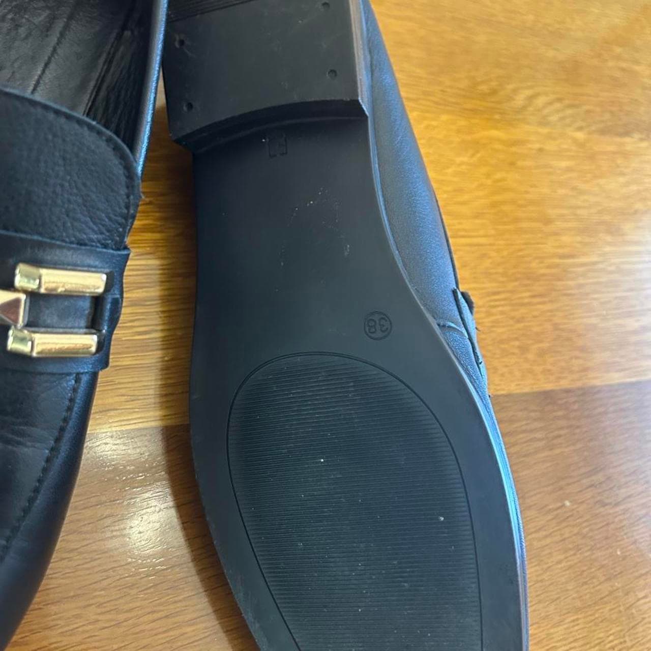 Cabello Comfort Black Leather Loafers With Gold Chain Detail — photo 4 of 4