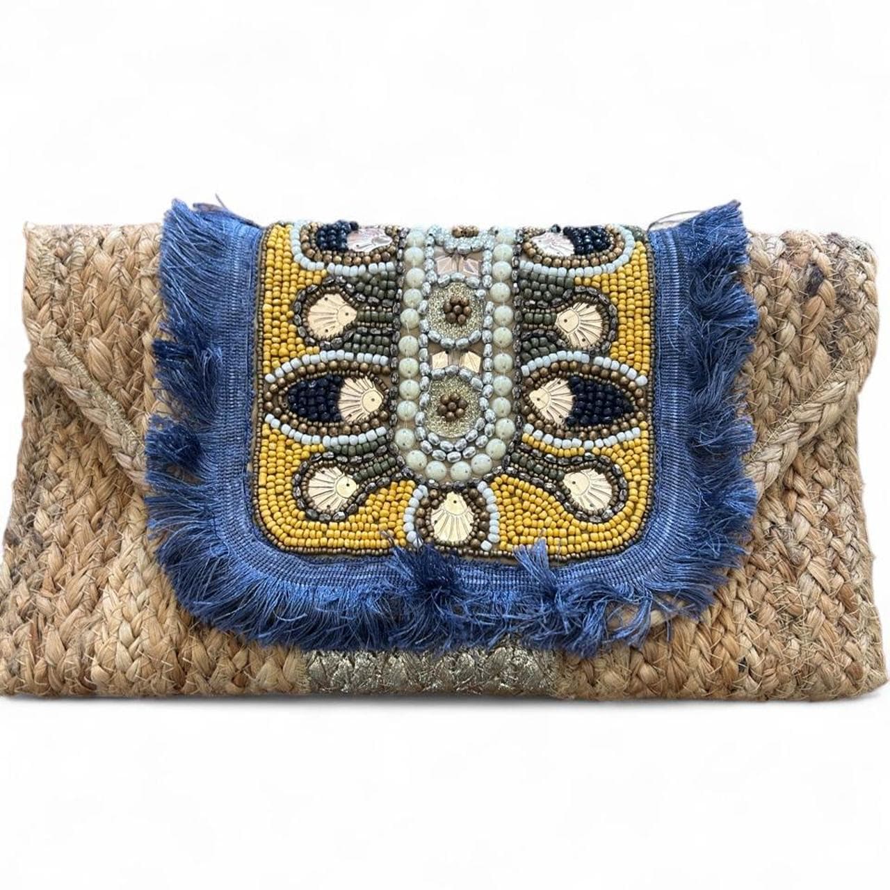 Genesis Women's Boho Woven Rattan Clutch Bag With Beaded Statement Design — photo 5 of 5