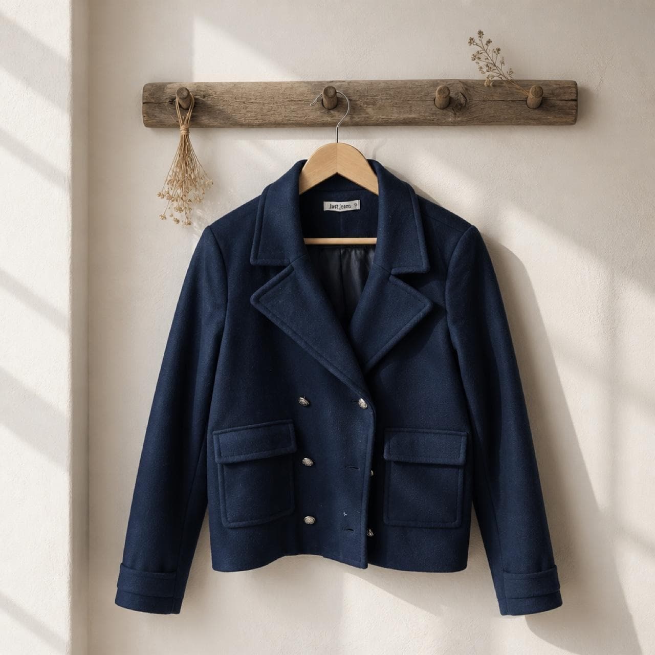 Just Jeans Women's Double-Breasted Cropped Jacket Navy Blue — photo 1 of 5