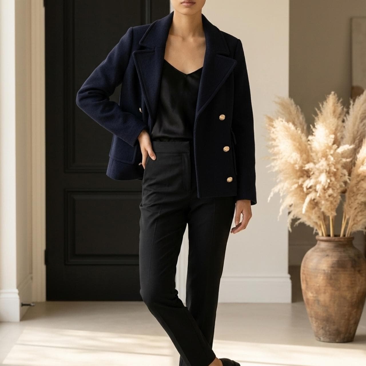 Just Jeans Women's Double-Breasted Cropped Jacket Navy Blue — photo 2 of 5