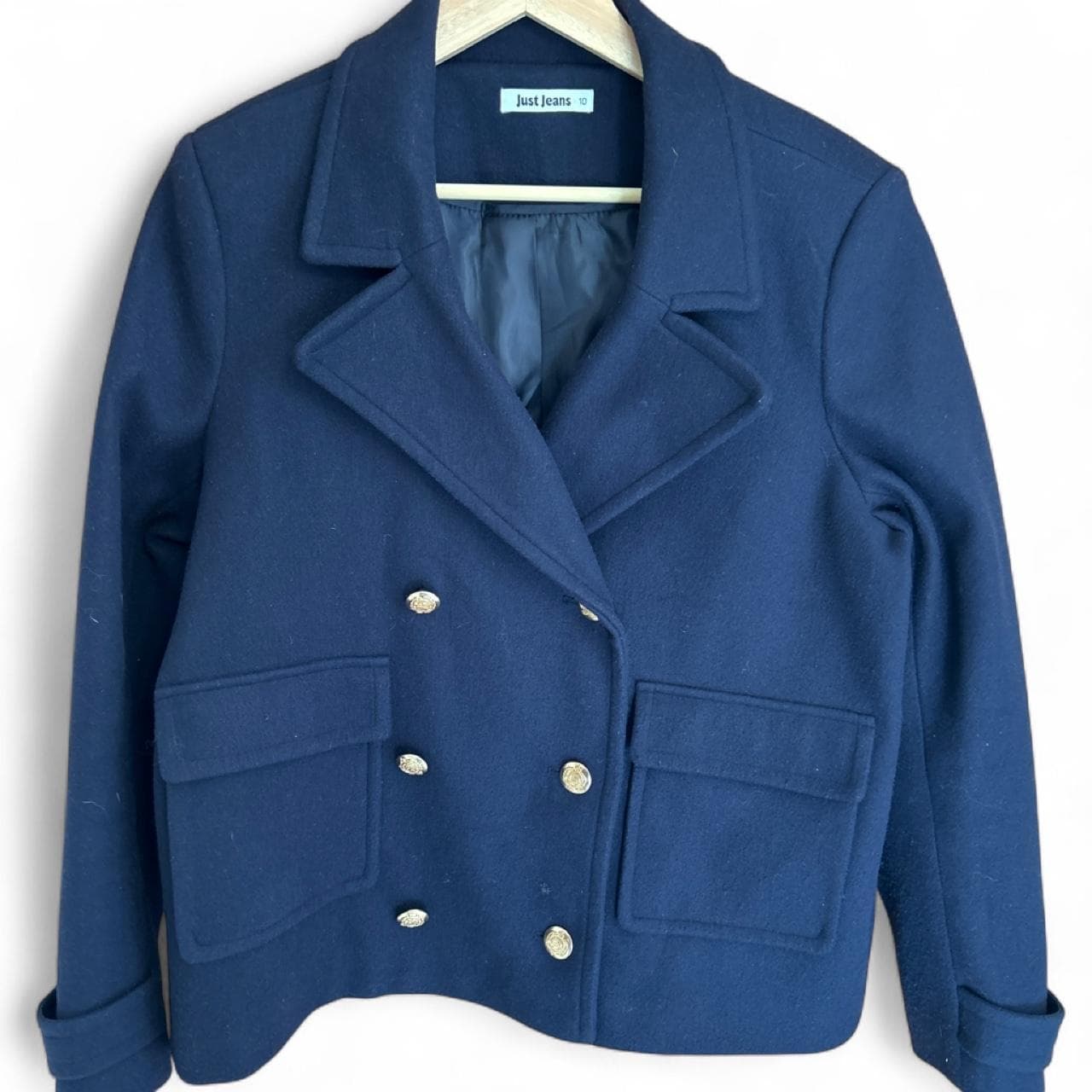 Just Jeans Women's Double-Breasted Cropped Jacket Navy Blue — photo 5 of 5