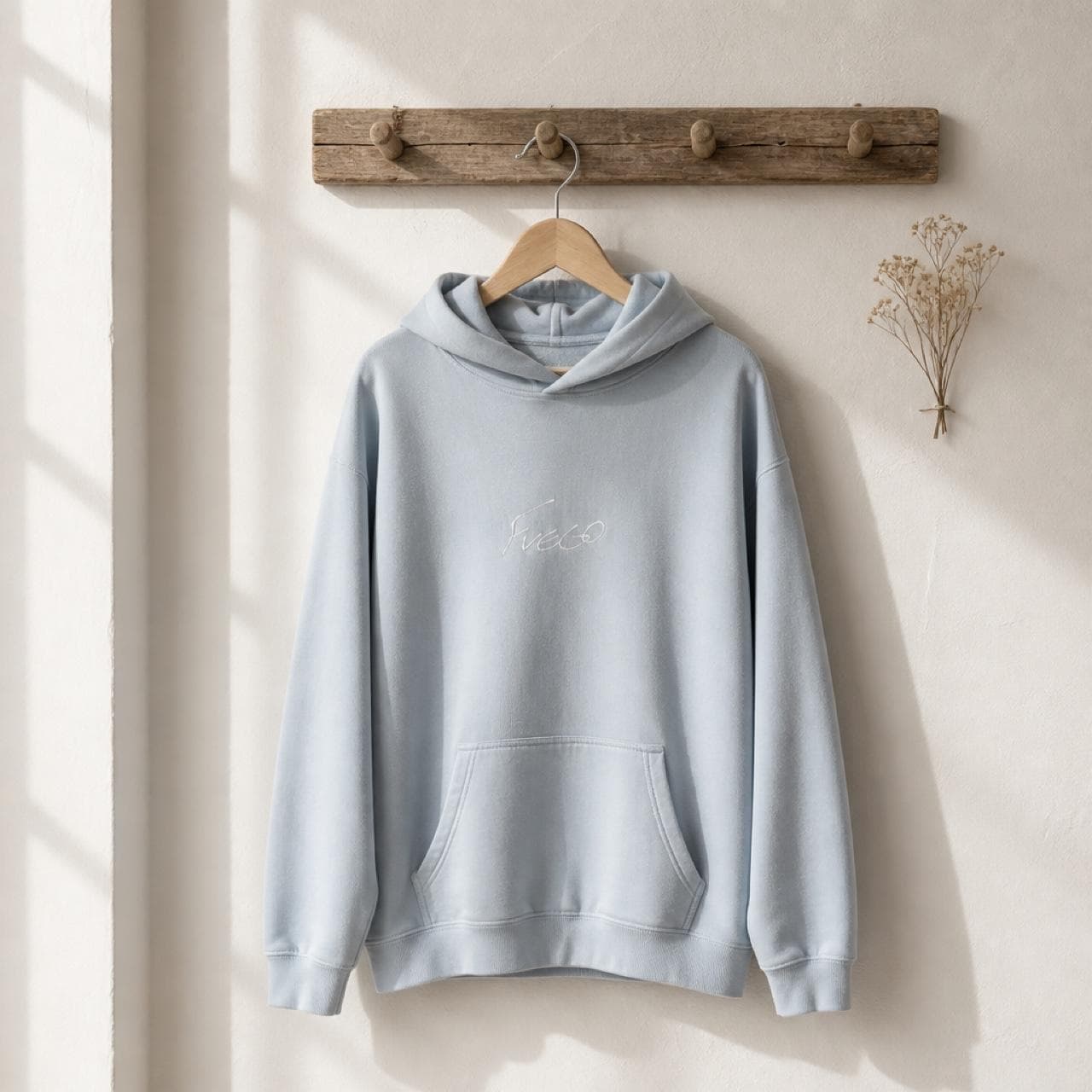 Fuego Oversized Fleece Hoodie In Baby Blue — photo 1 of 5