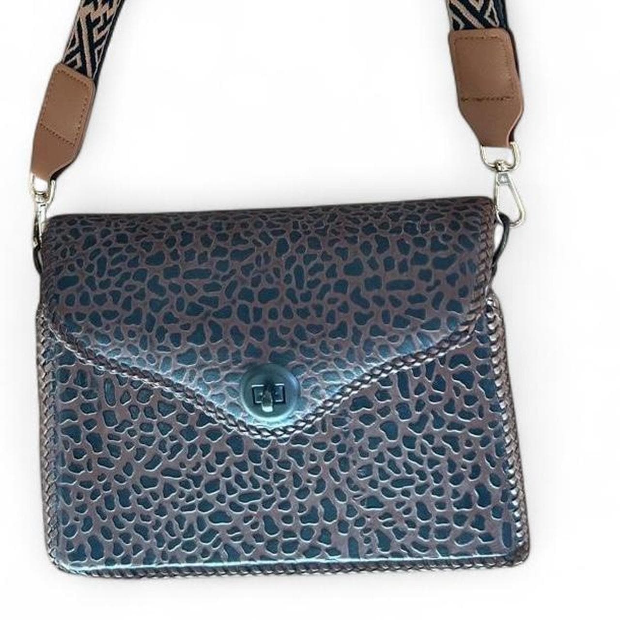 Vintage Embossed Brown Crossbody Shoulder Bag — photo 1 of 4