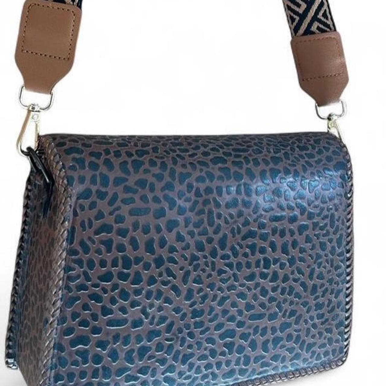 Vintage Embossed Brown Crossbody Shoulder Bag — photo 2 of 4