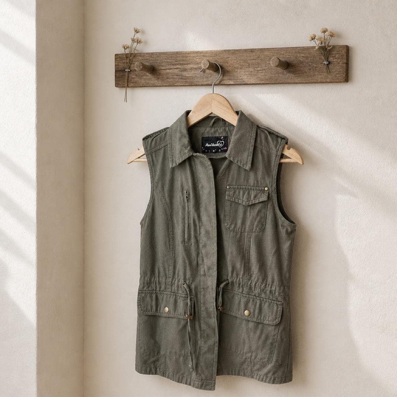 Authentic Women's Utility Vest Army Green Cotton — photo 2 of 5