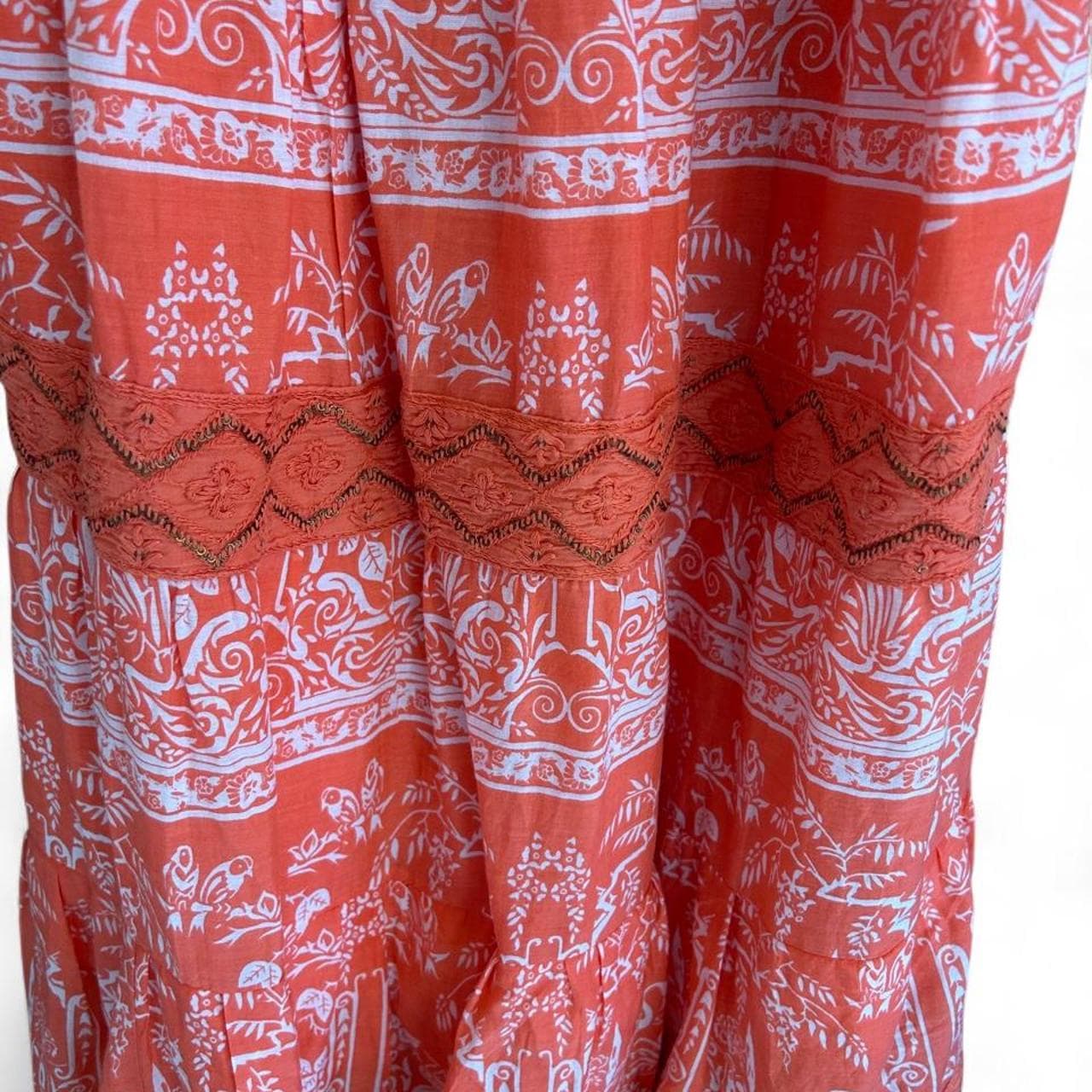 Azure Tropical Print Embroidered Tiered Sundress — photo 2 of 6