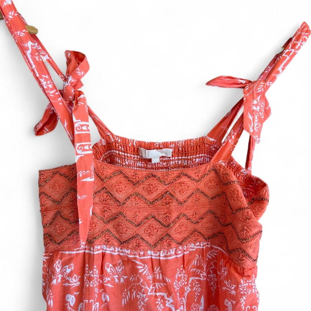 Azure Tropical Print Embroidered Tiered Sundress — photo 4 of 6