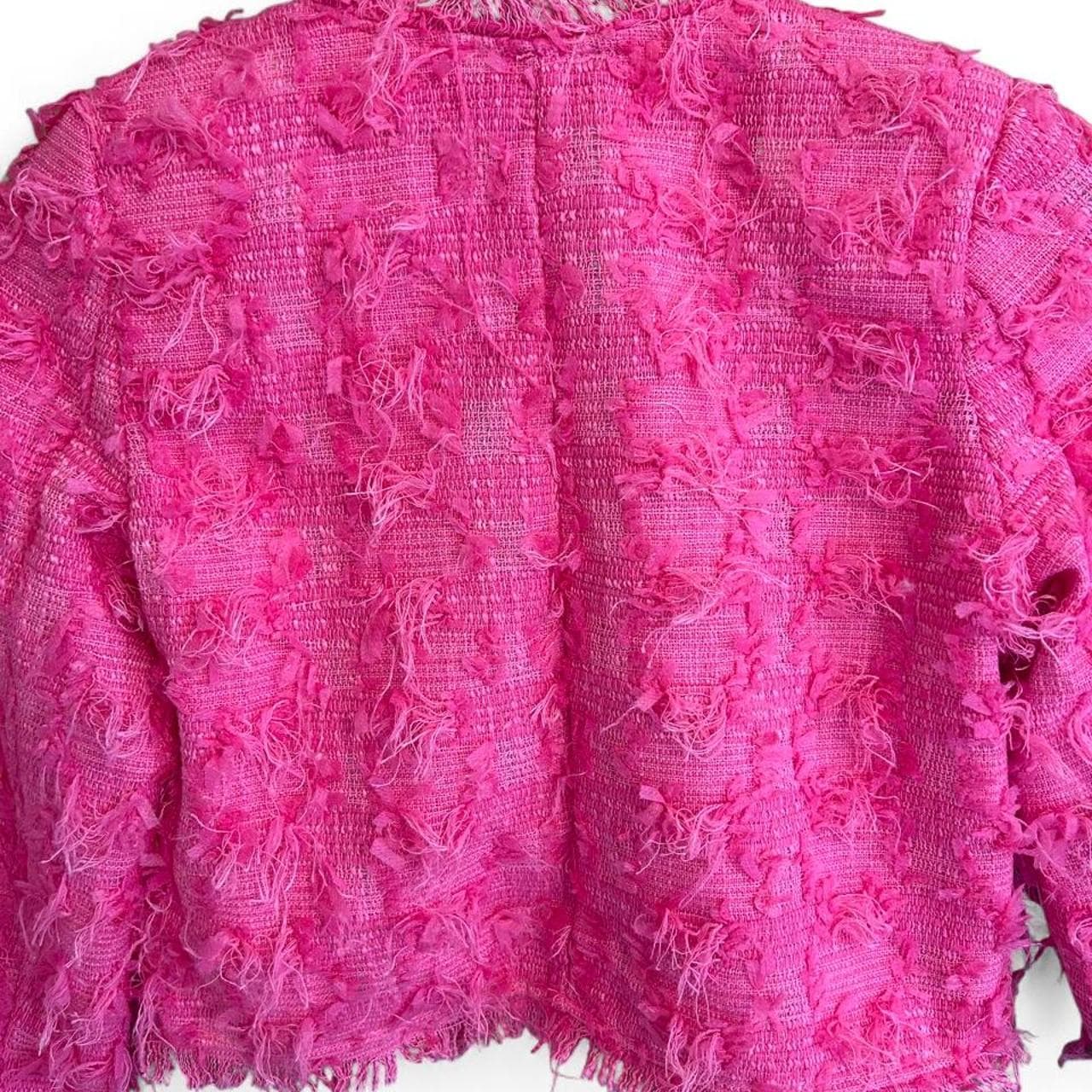 H.A.T.T Textured Fringe Cropped Jacket In Hot Pink — photo 3 of 5