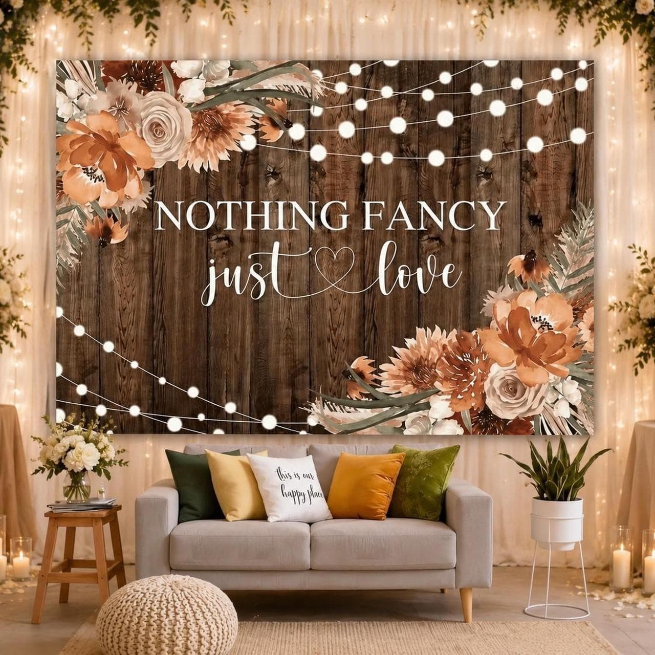 Rustic Brown Wedding Backdrop Party Decoration — photo 1 of 4