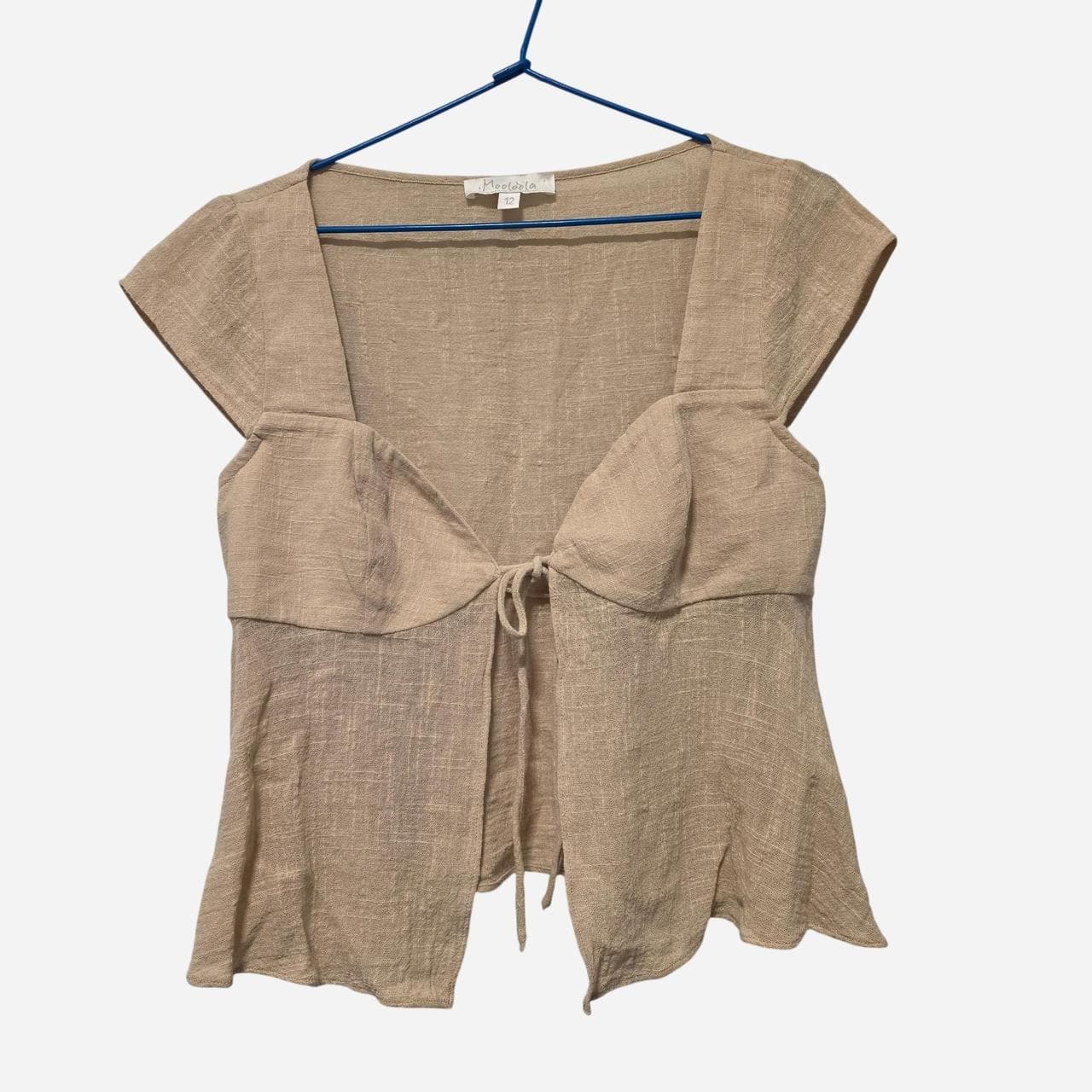 Mooloola Cream Cotton Tie Front Blouse โ photo 3 of 6