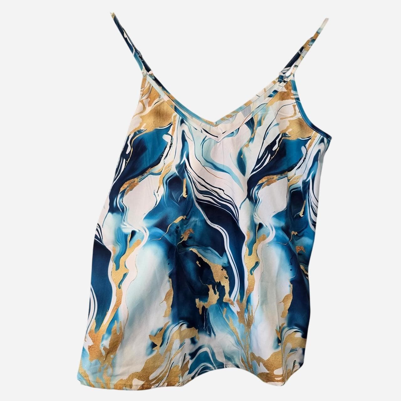 Ladies White Marble Design Singlet Top β photo 3 of 4