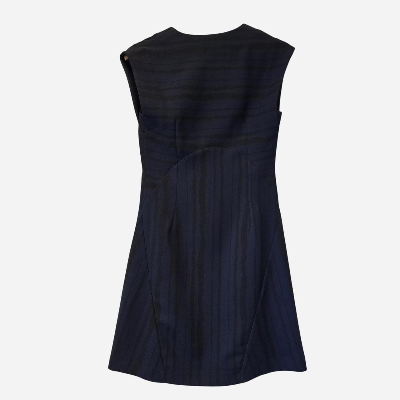 Veronika Maine Navy Blue Pinstripe Dress With Zipper Detail — photo 3 of 6