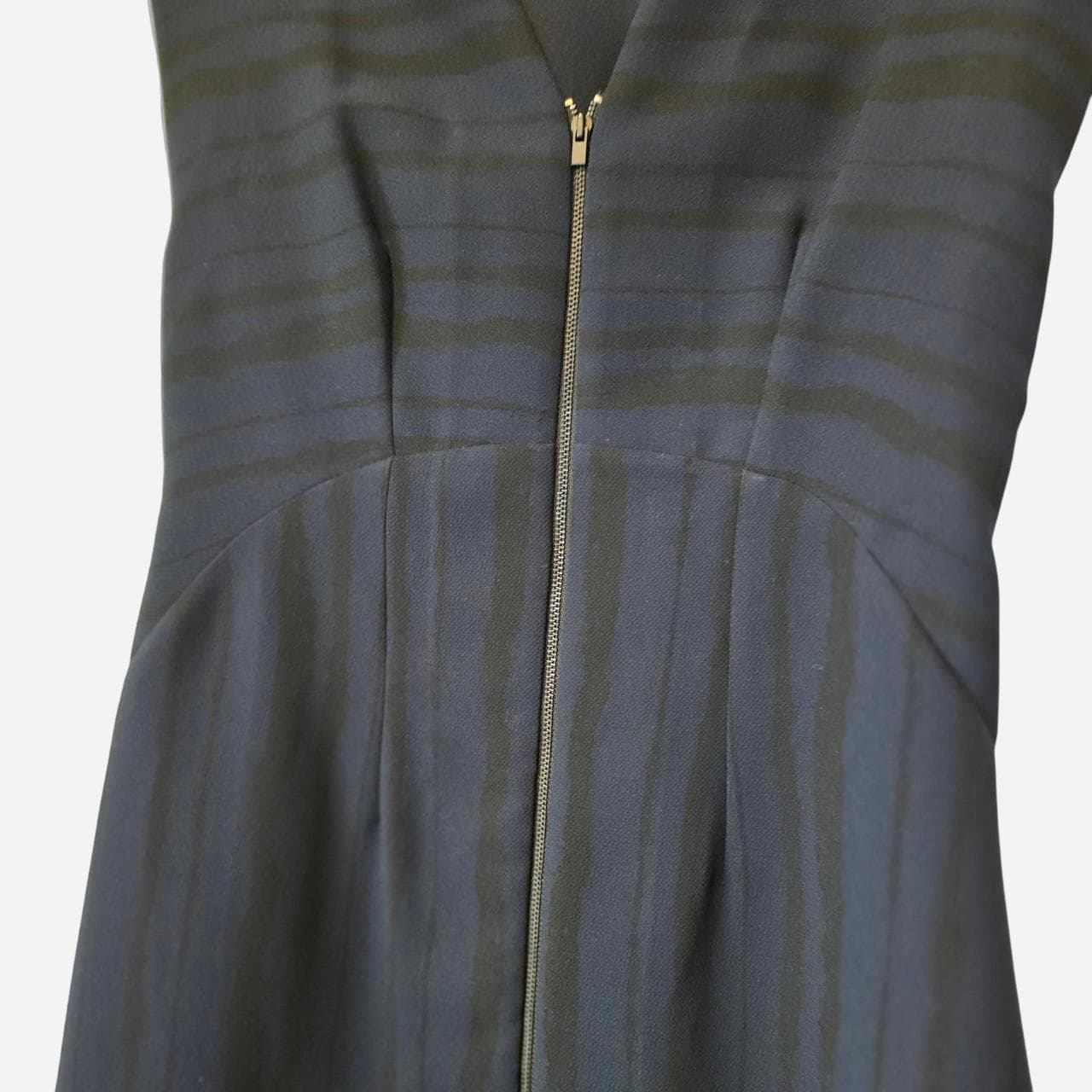 Veronika Maine Navy Blue Pinstripe Dress With Zipper Detail — photo 4 of 6