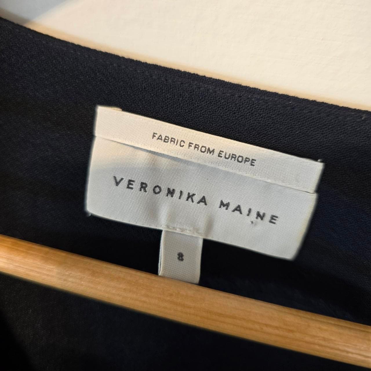 Veronika Maine Navy Blue Pinstripe Dress With Zipper Detail — photo 5 of 6