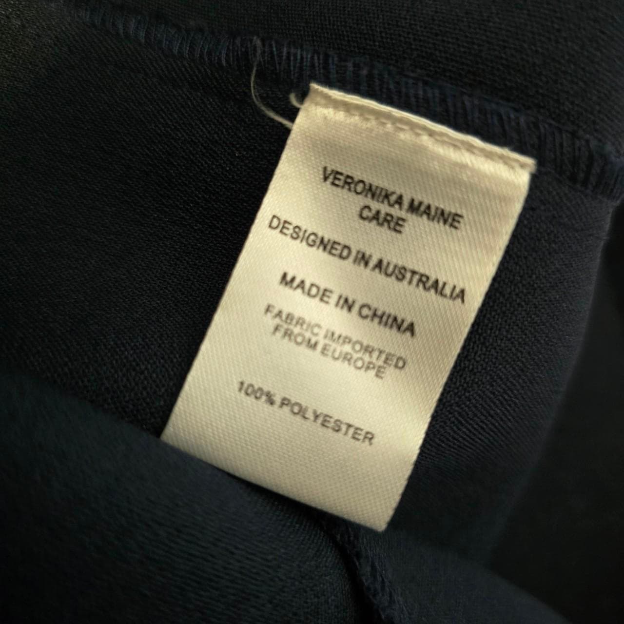 Veronika Maine Navy Blue Pinstripe Dress With Zipper Detail — photo 6 of 6