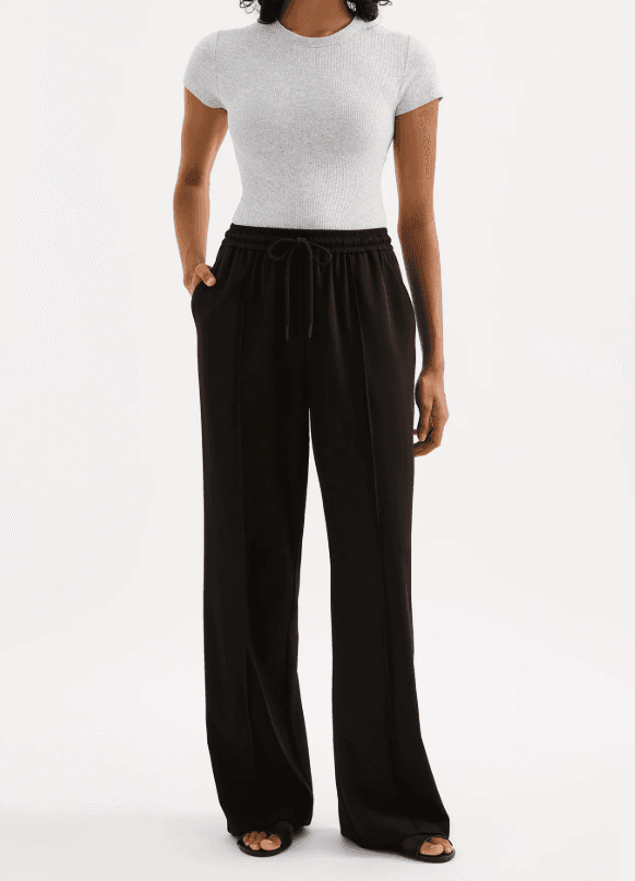 Nude Lucy Womens Wide Leg Black Pants Size S Relaxed Fit Drawstring Waist — photo 1 of 10