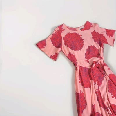 Mister Zimi Pink Floral Wide Leg Jumpsuit Belted Viscose Womens Size 8 AU — photo 3 of 9
