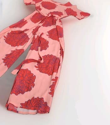 Mister Zimi Pink Floral Wide Leg Jumpsuit Belted Viscose Womens Size 8 AU — photo 5 of 9