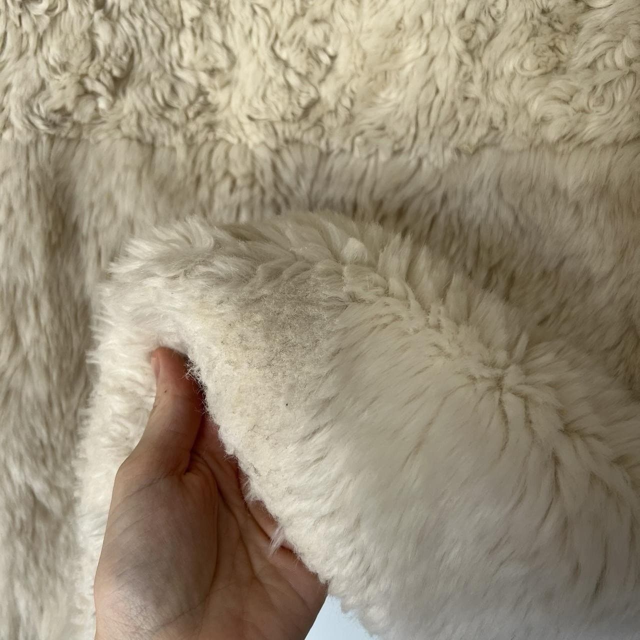 Forever New Cream Faux Fur Coat 6 Teddy Shag Patchwork Longline Winter Jacket — photo 5 of 8