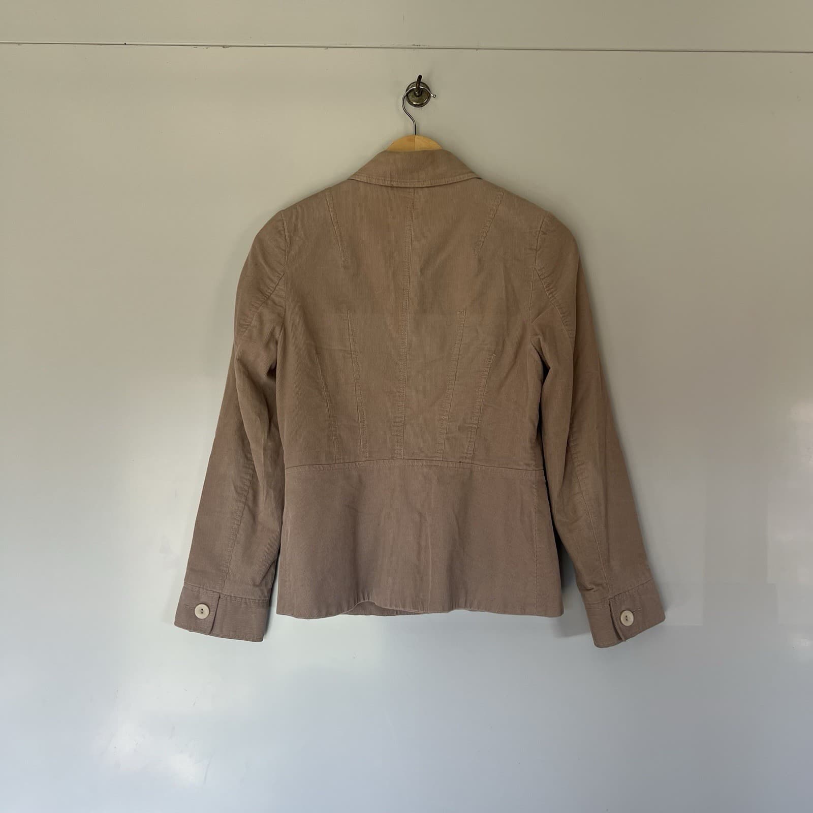 Vintage 90s 2000s Beige Corduroy Chore Jacket Fitted Button Up Utility Coat XS S — photo 3 of 7