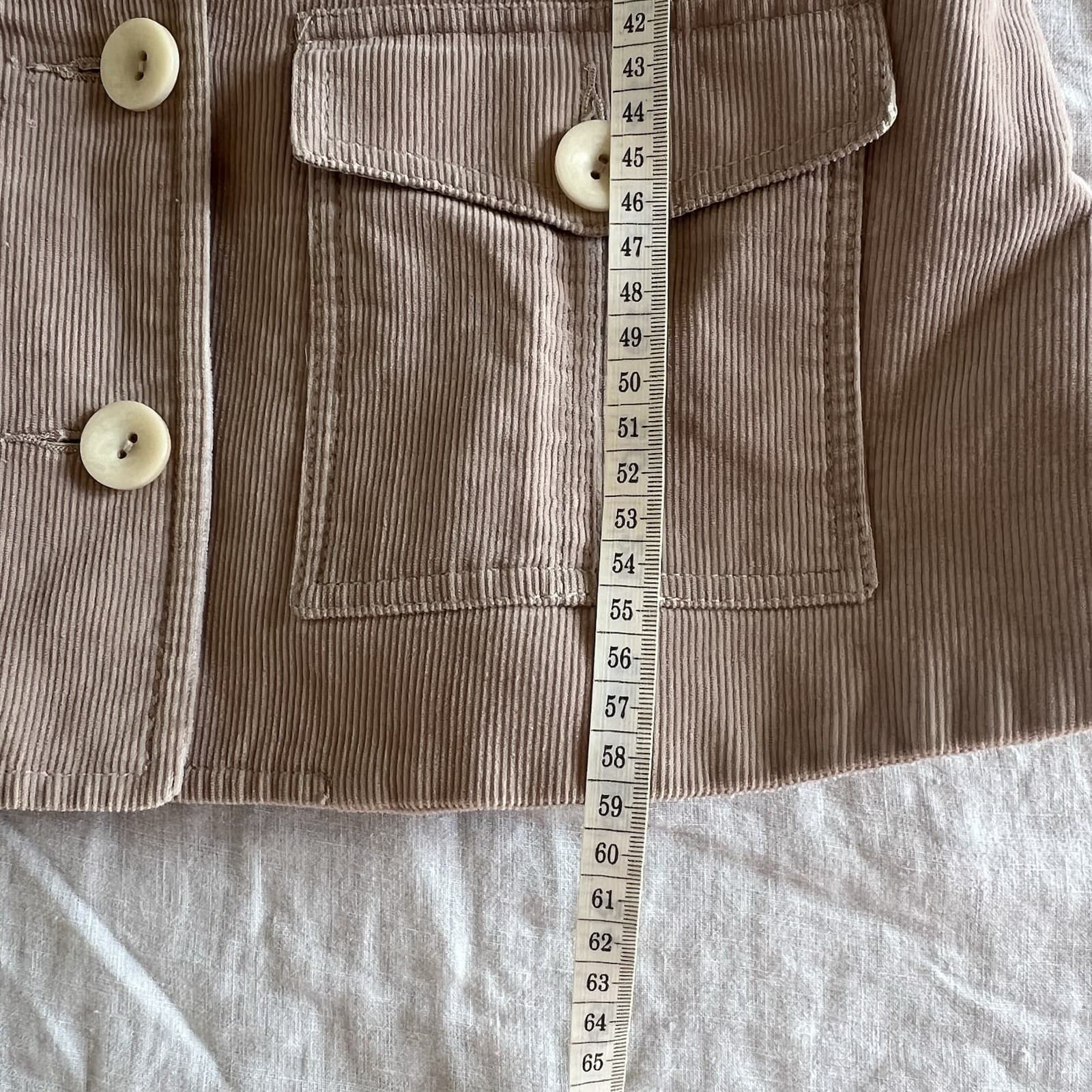 Vintage 90s 2000s Beige Corduroy Chore Jacket Fitted Button Up Utility Coat XS S — photo 6 of 7