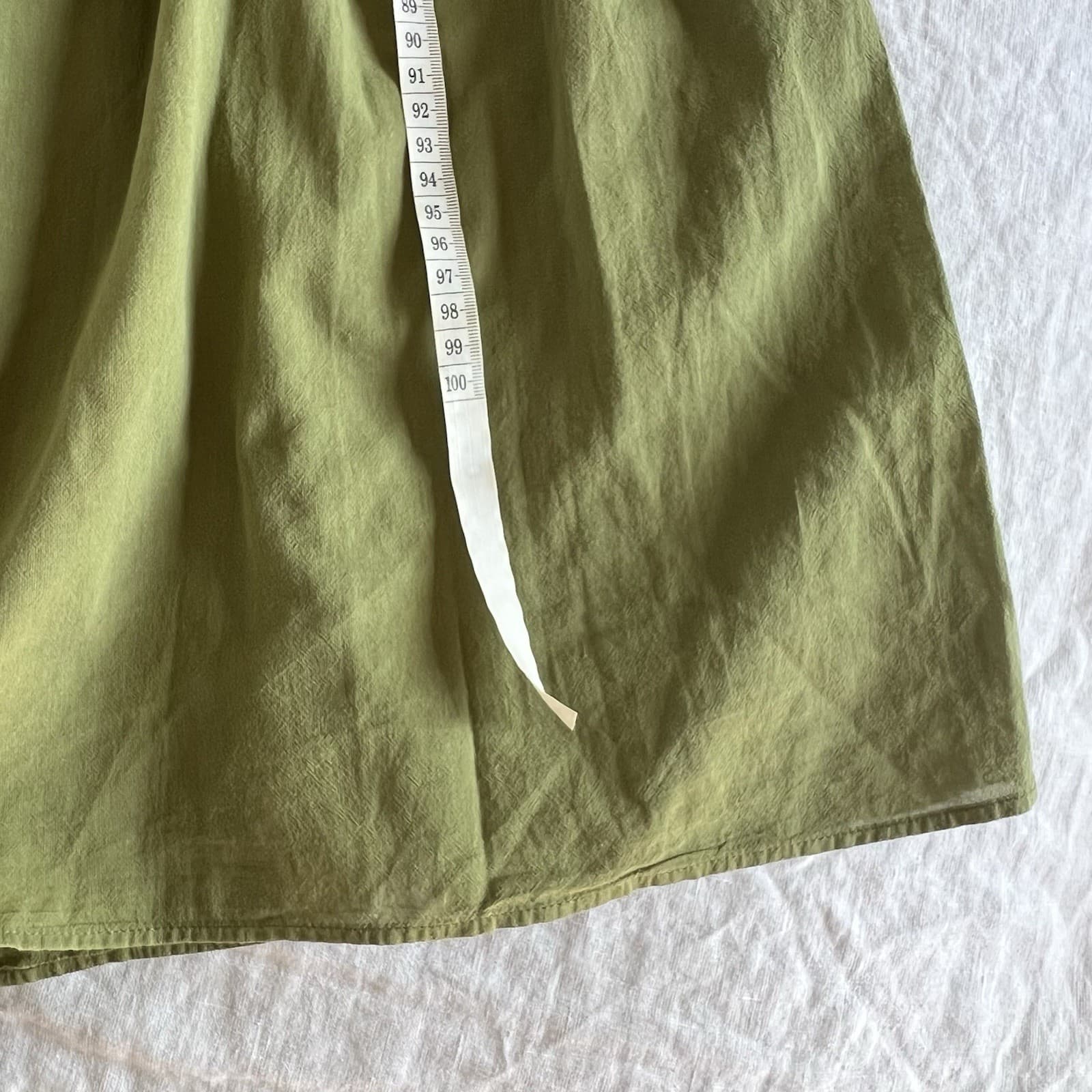 Uniqlo Olive Green Cotton Tiered Smock Midi Dress Sleeveless Keyhole Tie XS — photo 8 of 9
