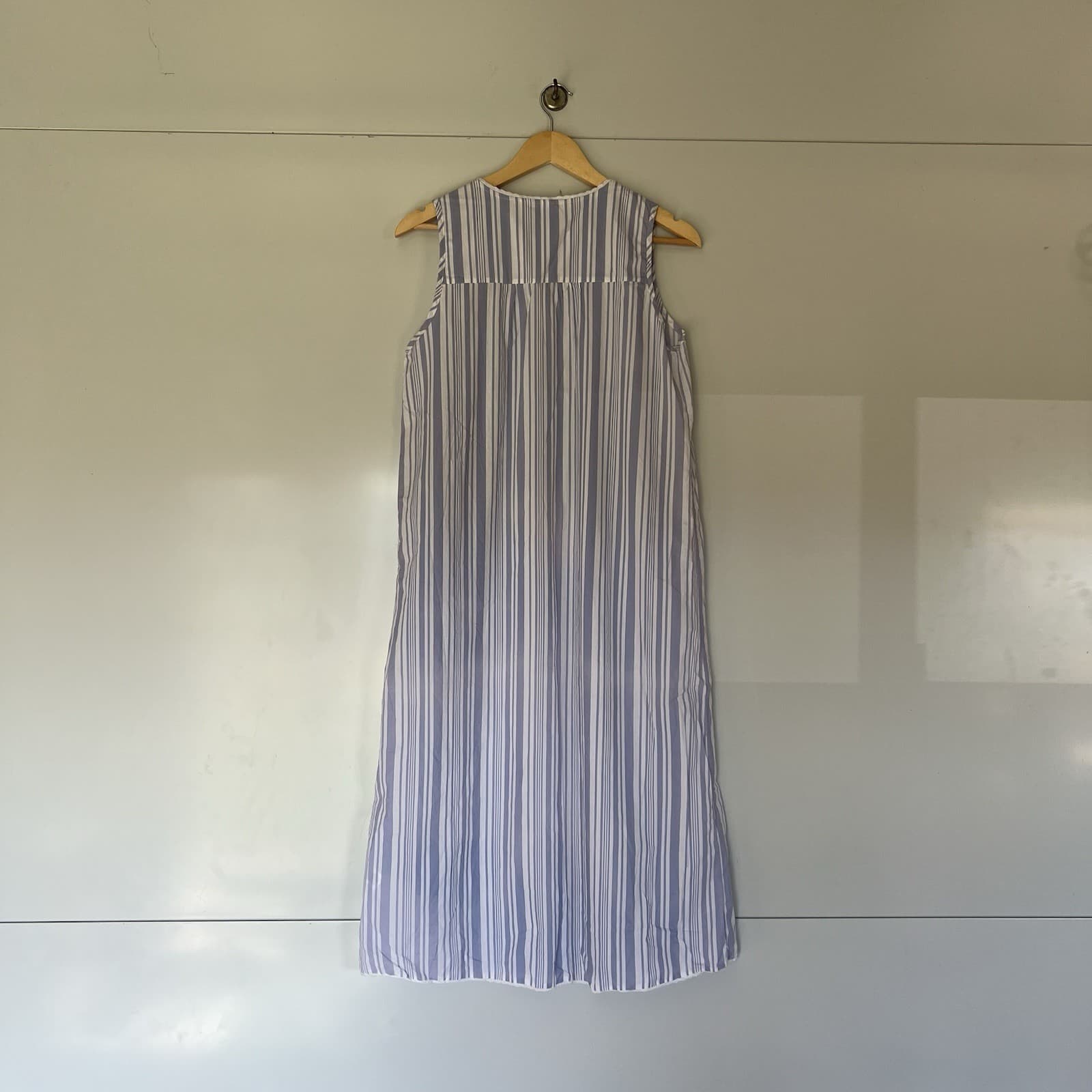 Blue White Stripe Cotton Nightgown Maxi Dress Lace Trim Prairie Cottagecore 8 10 — photo 4 of 8